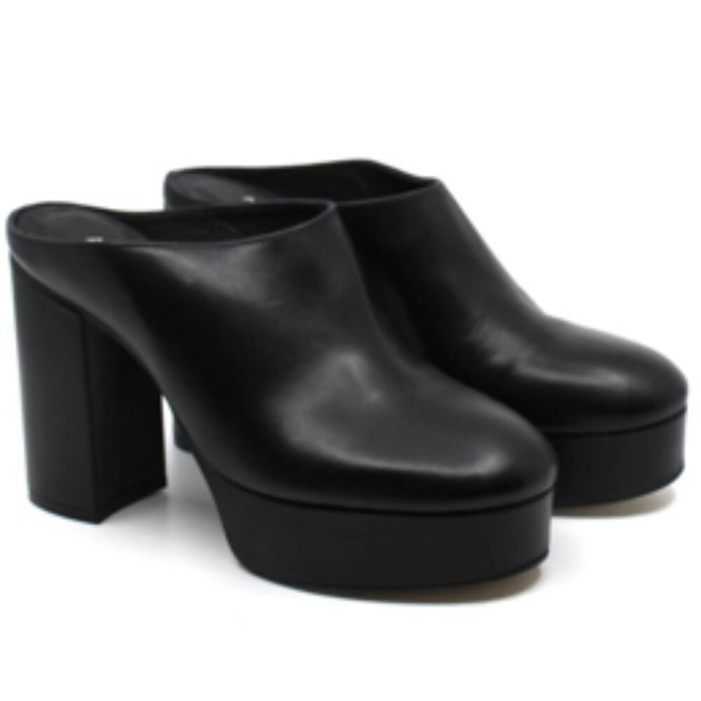 NWOT ALOHAS Clock Out Black Leather Clogs - Size EU 37